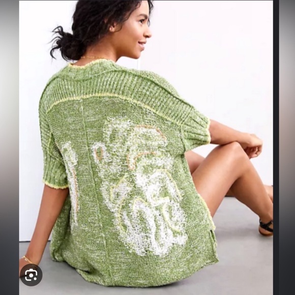 Anthropologie Sweaters - Daily Practice x Anthropologie Green Knit Palm Frond Cardigan (Xs/S)